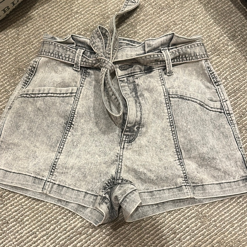 Universal Thread Gray High Waist Shorts with Paper Bag Style